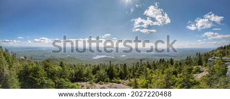 Panoramic view on mountains from the summit of Mont Orford ,  Quebec , Canada