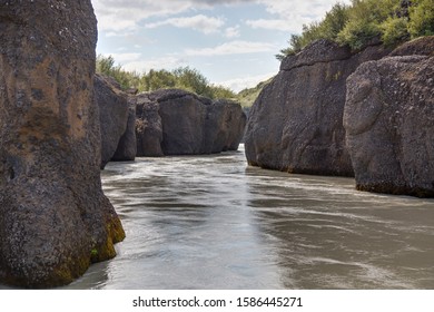 Panoramic view on river area on iceland in summer