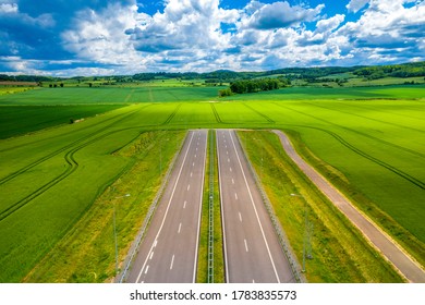 Panoramic view on road ending in the field, blind street. Concept of a difficult, crisis situation with no way out. Idea of deadlock, no-win clinch, collapse or stalemate due to stagnation