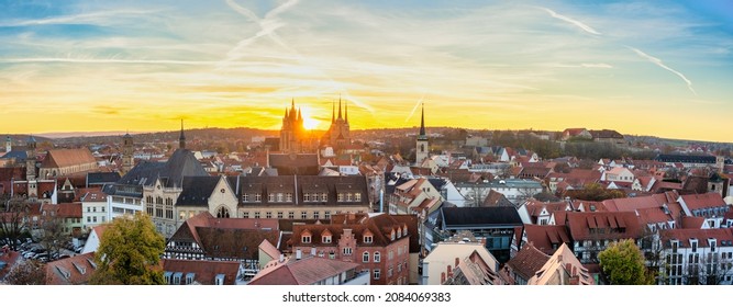 Panoramic view over the beautiful old town of Erfurt, Thuringia, Germany