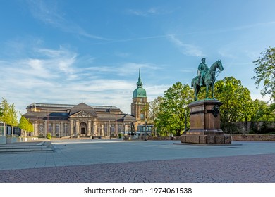 Panoramic View Over Friedensplatz Square To Hessian State Museum In German University City Darmstadt During Daytime