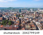 Panoramic view over the Old town of Charleroi, Belgium