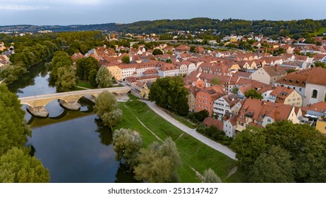 Panoramic view over the old town of Regensburg with the Stadtamhof district - Powered by Shutterstock