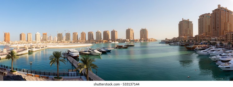 Panoramic View Over The Pearl In Doha, Qatar