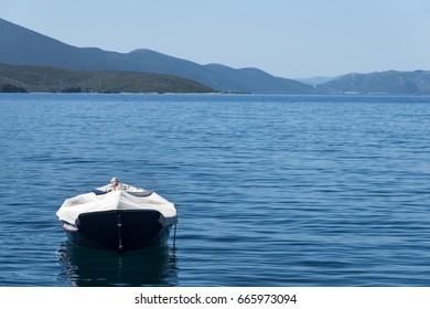 Panoramic View Of Pagasetic Gulf With Boat 