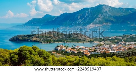 a panoramic view of Palaia Epidavros, in the Aegean sea, Greece, on a summer day