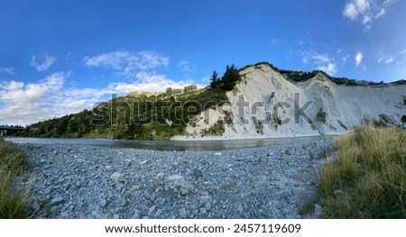 Panoramic view of Papa Cliffs over Rangitikei river, Mangaweka, New Zealand 