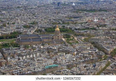 A panoramic view of Paris from the top of the Eiffel Tower.