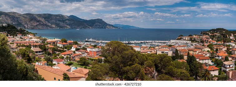Panoramic view of the Part of the Cap Ferrat District in the Nice City, France - Huge Original 15657 x 5381 px