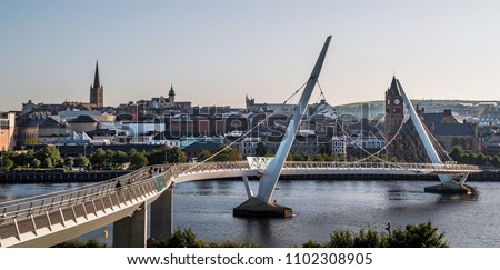 A panoramic view of the peace bridge at Derry Londonderry