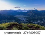 Panoramic view from Pergasingan Hill overlooking Sembalun Valley 