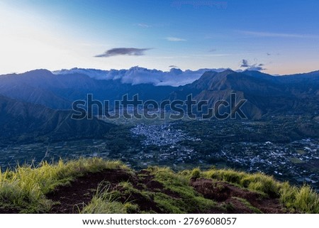 Panoramic view from Pergasingan Hill overlooking Sembalun Valley 
