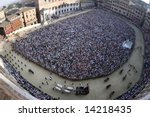 Panoramic view of "Piazza del Campo" during the Palio of Siena