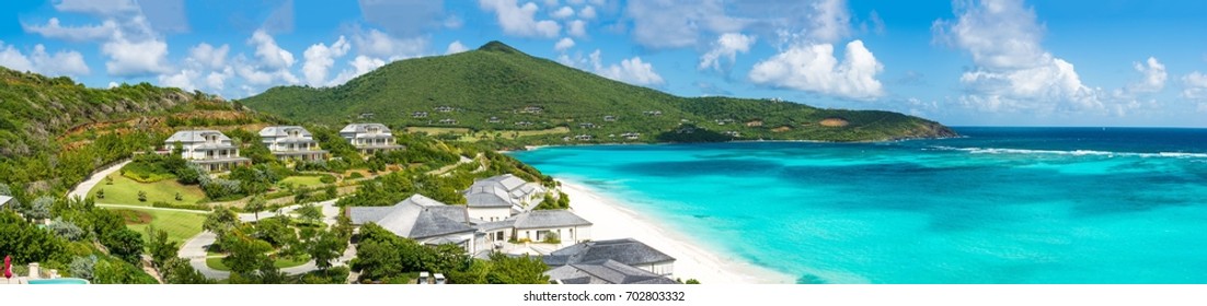 A Panoramic View Of Pink Sands Club On Canouan Island.