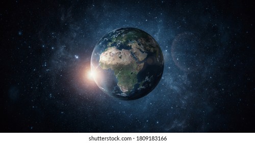 Panoramic view of planet earth with copy space. Elements are furnished by nasa