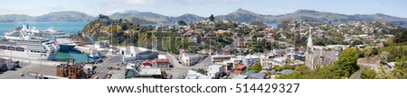 The panoramic view of Port Chalmers, little suburb district of Dunedin city (New Zealand). 