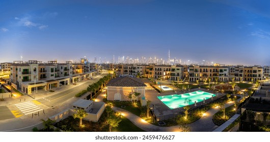 Panoramic View of Port de La Mer by Meraas with Dubai Skyline and Burj Khalifa 