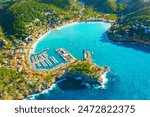 Panoramic view of Port de Soller, Mallorca Island, Spain