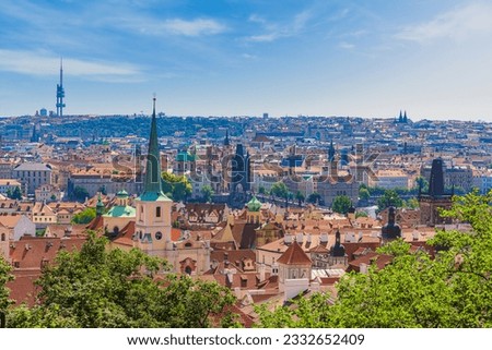 Panoramic view of Prague city, Czech Republic Capital City Stock foto © 