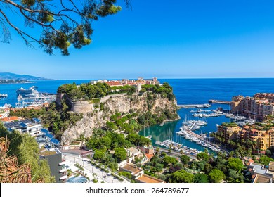 Panoramic View Of Prince's Palace In Monte Carlo In A Summer Day, Monaco