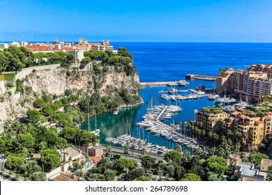 Panoramic view of prince's palace in Monte Carlo in a summer day, Monaco