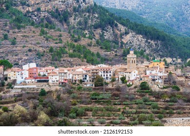 Panoramic View Of Puebla De Arenoso. Village In Castellón Province, Comunidad Valenciana, Spain