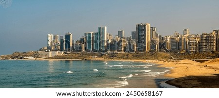 Panoramic View of Ramle El Baida sandy beach Beirut, Lebanon