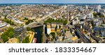 Panoramic view of Rennes city with modern apartment buildings , administrative center of Brittany region, France..