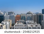 Panoramic view of residential and business buildings in Abu Dhabi in UAE