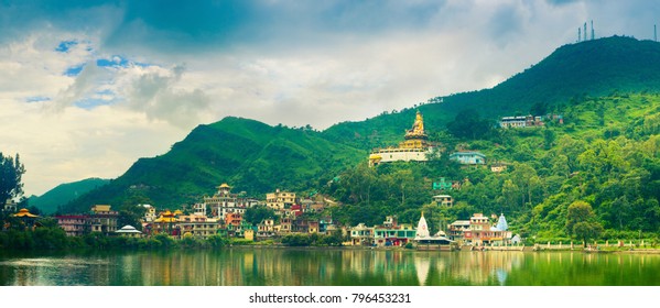 Panoramic View Of Rewalsar Lake. Rewalsar, Mandi District, Himachal, India