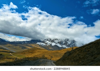 panoramic view of the road in the mountains