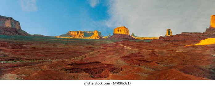 Panoramic view of the rock formations from John Ford point in Monument Valley. Arizona. USA