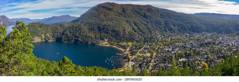 Panoramic View Of San Martín De Los Andes City And Lácar Lake - Patagonia - Neuquén - Argentina - 2015