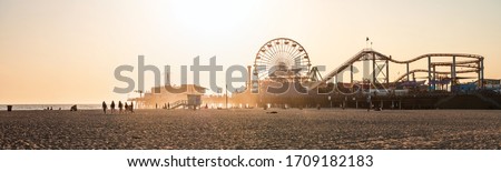 Panoramic view of the Santa Monica Beach and the Pier 