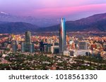 Panoramic view of Santiago de Chile with the Andes mountain range in the back