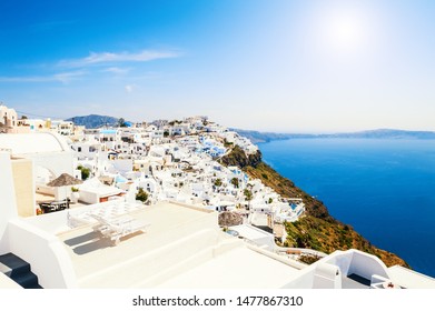 Panoramic view of Santorini island, Greece. Beautiful summer seascape.  - Shutterstock ID 1477867310