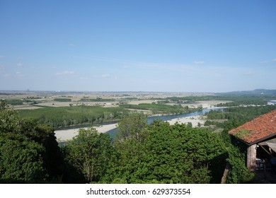 Panoramic View From The Savoy Fortress Of Verrua Savoia, Piedmont, Italy 