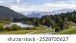 Panoramic view of scenic landscape near Seefeld town in Tyrol, Austria.