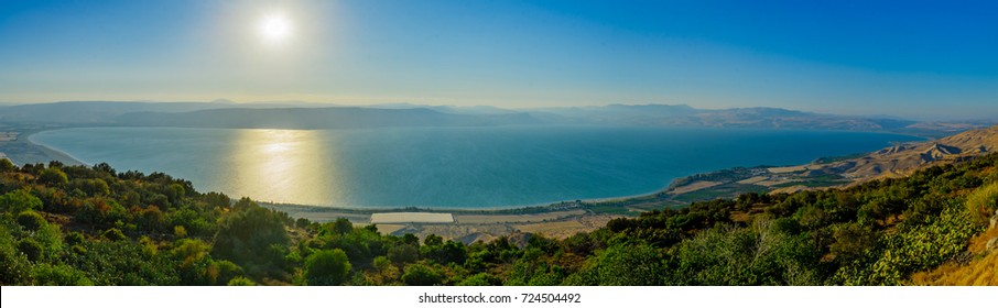 Panoramic view of the Sea of Galilee (the Kinneret lake), from the east, Northern Israel