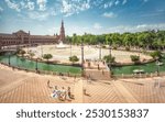 Panoramic view of Seville grand Plaza de Espana