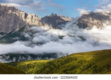 panoramic view of the Sexten dolomites mountains or Dolomiti di Sesto from Carnian Alps mountains, Tre cime di Lavaredo or Drei zinnen,  Italy - Shutterstock ID 2223069633
