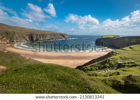 Panoramic view of Silver Strand Beach in a sunny day. Malin Beg. donegal. Ireland	