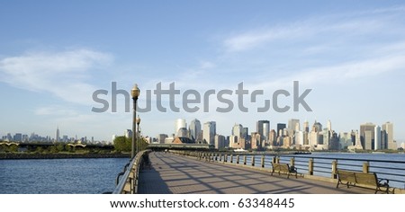 Panoramic view of the skyline of Downtown and midtown Manhattan