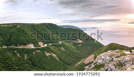 A panoramic view from the Skyline Trail along the world famous scenic Cabot Trail, Cape Breton, Nova Scotia.
