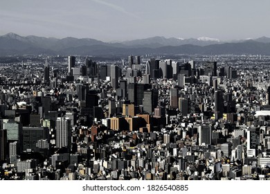 A Panoramic View Of The Skyscrapers In Shinjuku Ward, Tokyo