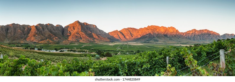 Panoramic View of the Slanghoek Valley near the town of Worcester in the Breede Valley in the Western Cape of South Africa - Shutterstock ID 1744820849