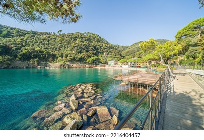 Panoramic View Of Small Beach Town From Wooden Walk