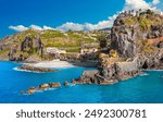 Panoramic view of the small village of Ponta do Sol, near Funchal. Madeira Island, Portugal