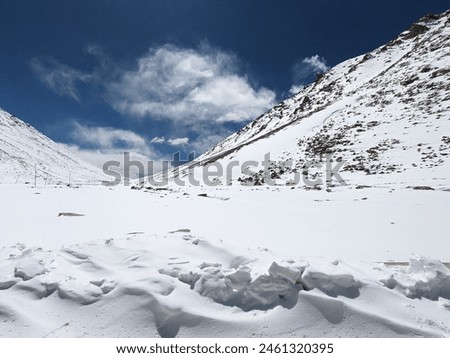 Similar – Image, Stock Photo Snow banks in the parking lot at the Rettenbach Glacier