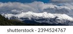 Panoramic view of of snowy Mount Olympus, the highest mountain of Greece, home of the ancient Greek gods
